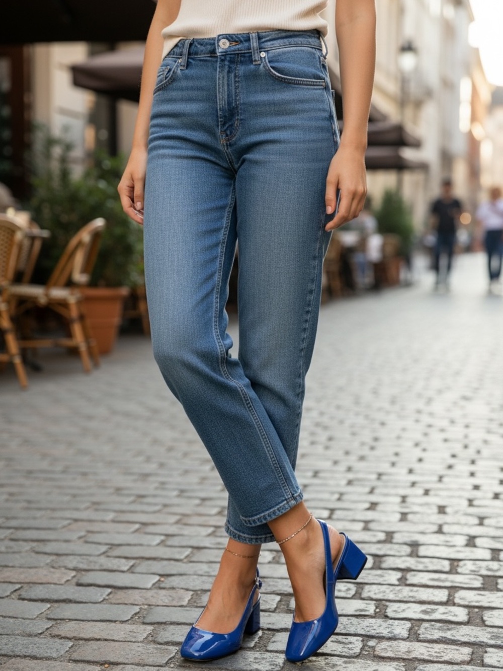 Source Unknown Blue Patent Block Heel Pumps
